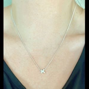 Silver K Monogram Necklace Initial Letter K Pendant Dainty Petite